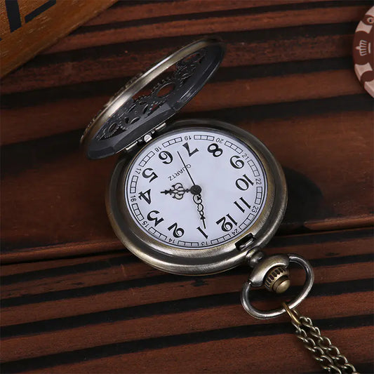 Mechanical Gear Antique Copper Hollow Pocket Watch